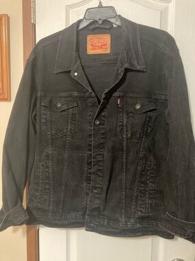 Levi's Black Denim Trucker Jacket with Red Tab